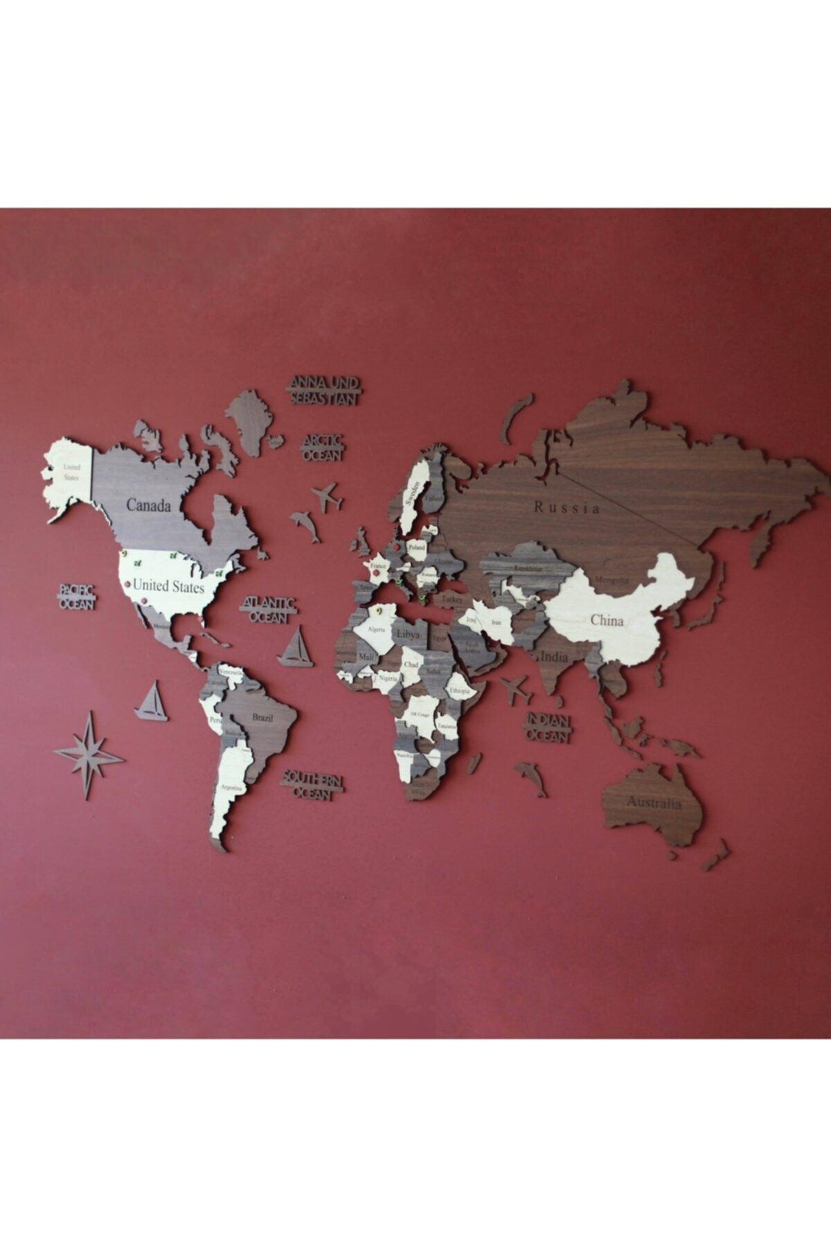 3D Wooden World Map, Wooden Wall Decor, Wall Painting, Real World Map - Swordslife