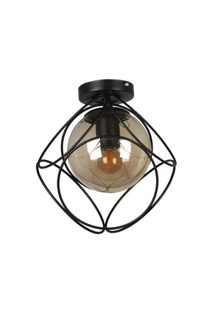 Suna Single Black-Honey Glass Ceiling Mount Chandelier