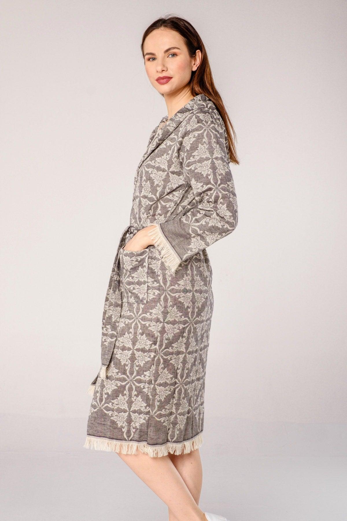 Square Mosaic Patterned Women's Peshtemal Beach Robe - Swordslife