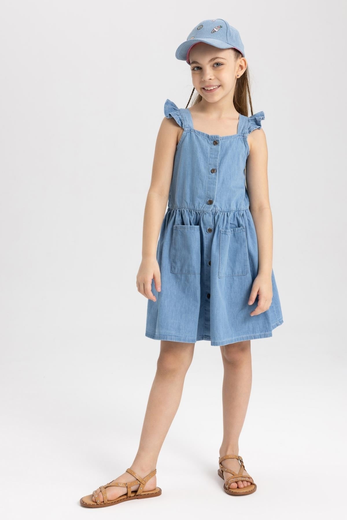 Girl Relax Fit Sleeveless Jean Dress