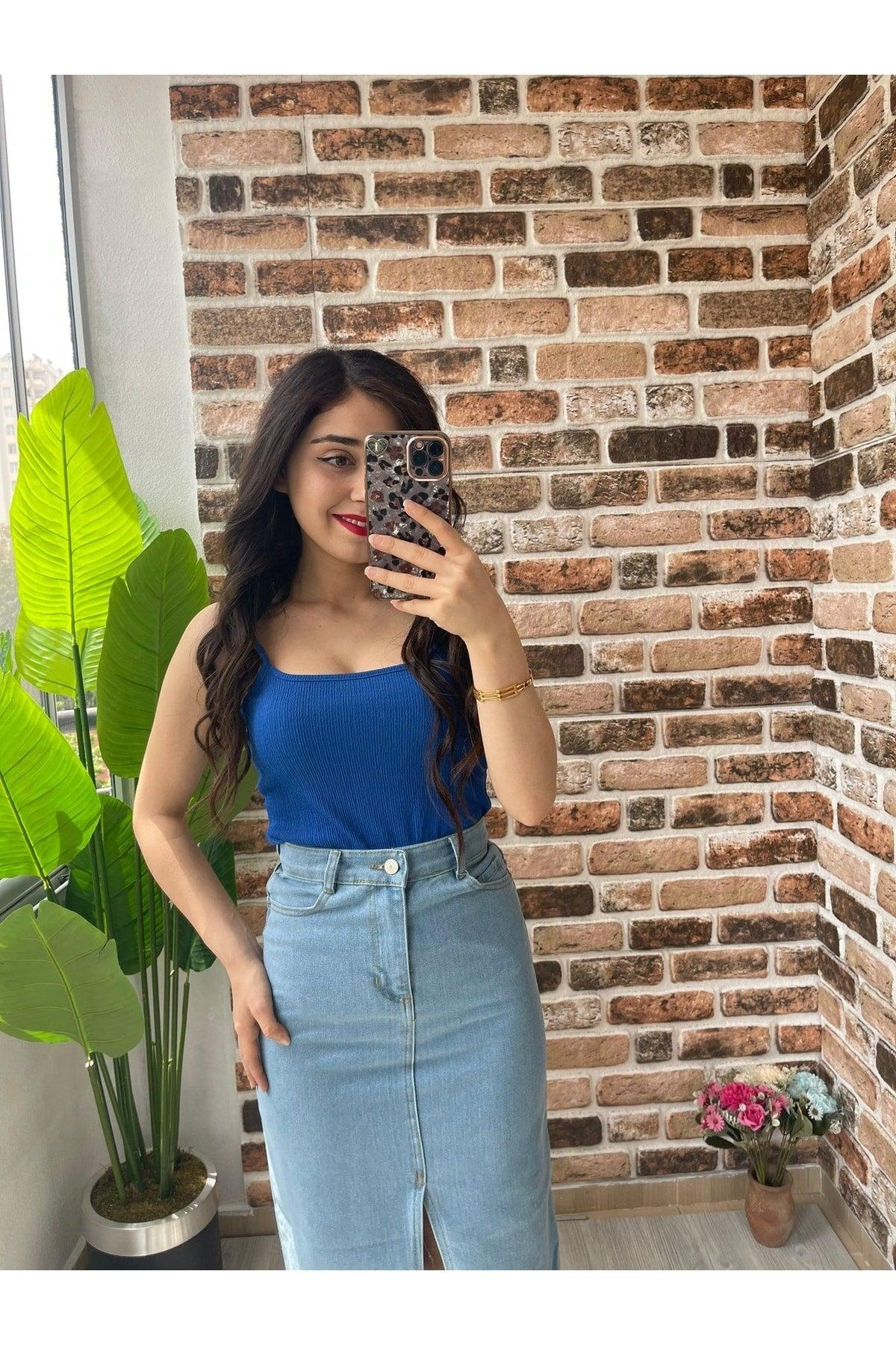 Denim Skirt Sweet Blue Slit - Swordslife