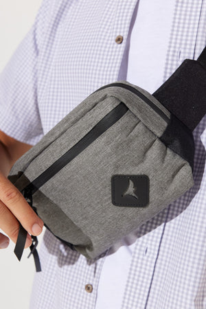 Men'S Grey-Black Zippered Waist Bag