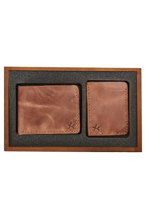 Men'S Brown Handmade 100% Genuine Leather Wallet - Card Holder Set
