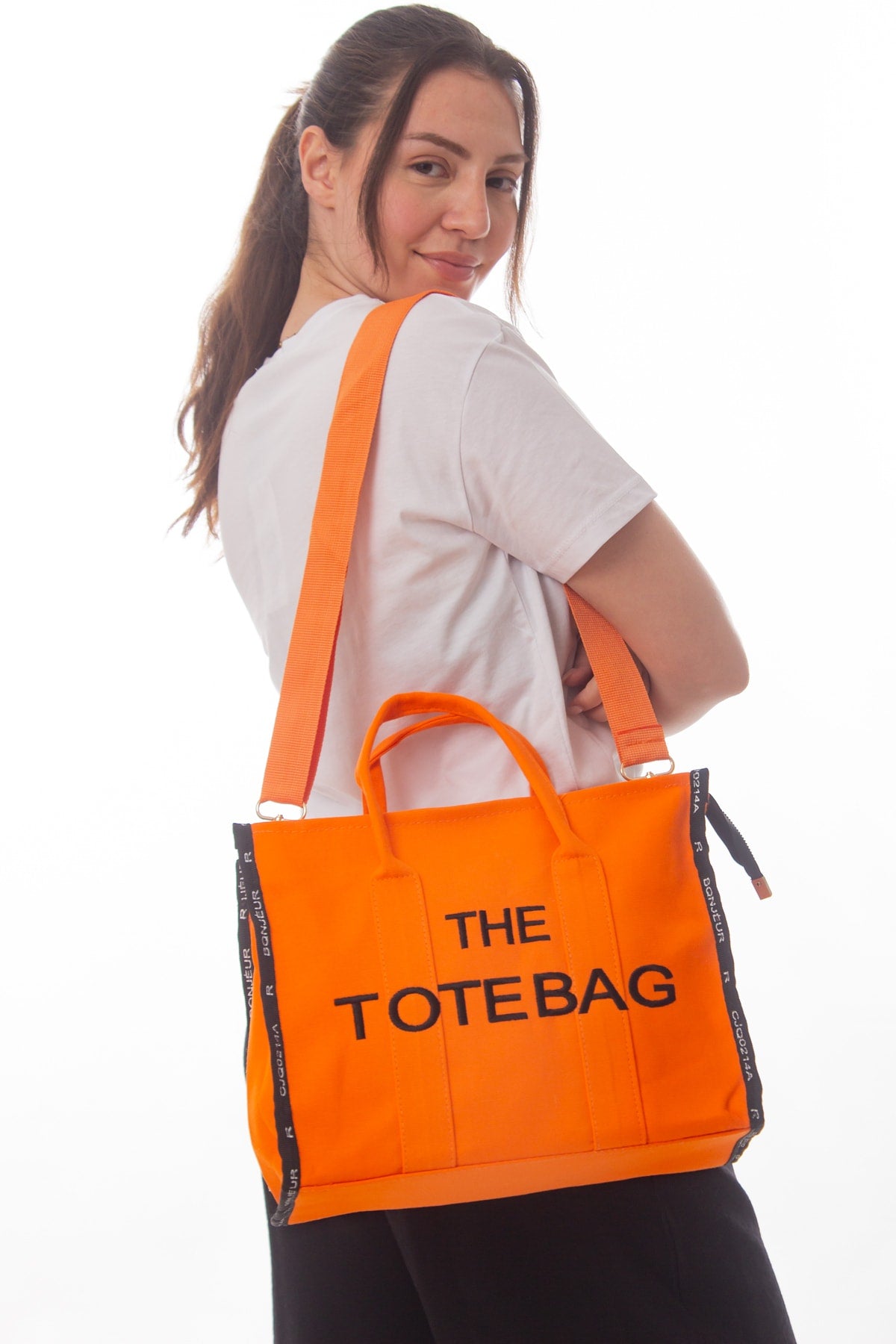 Women'S Orange Tote Bag Long Strap Bag And Shoulder Bag
