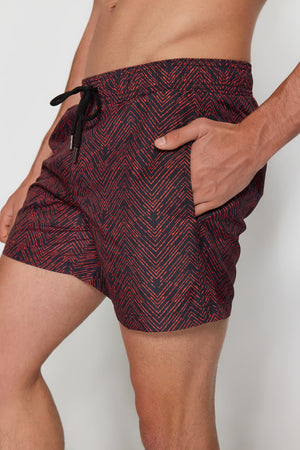 Black-Orange Men'S Standard Size Geometric Swimwear Marine Shorts Tmnss22Ds0011