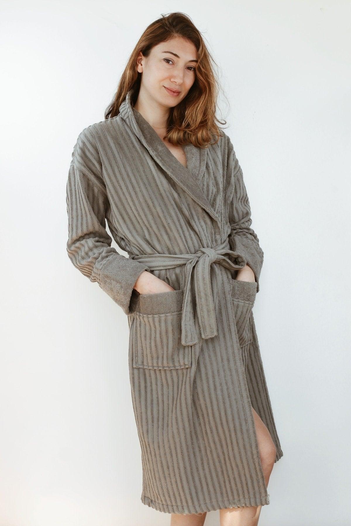 Rib Bathrobe Unisex 100% Cotton - Swordslife