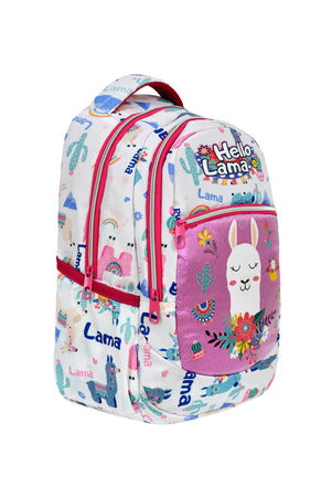 Set Of 3, Llama Patterned Patterned Primary School Bag Lunch Box Pen Holder