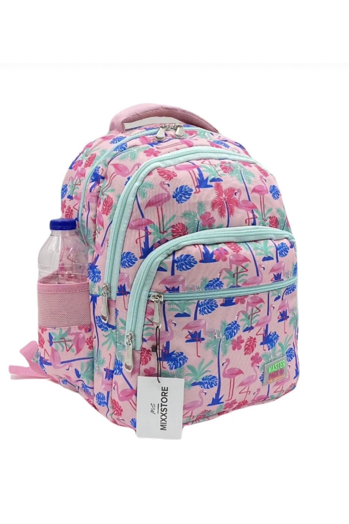 Flamingo Patterned Pink Color Master Pack Girl Backpack Primary School Bag With Food And Pencil Holder