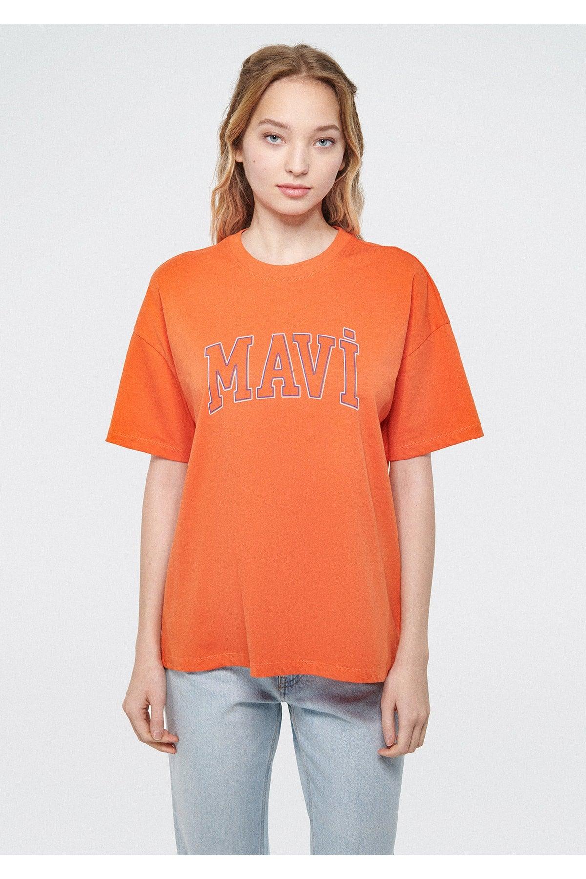 Logo Printed Orange T-Shirt Regular Fit / Normal Cut 1611193-70485 - Swordslife