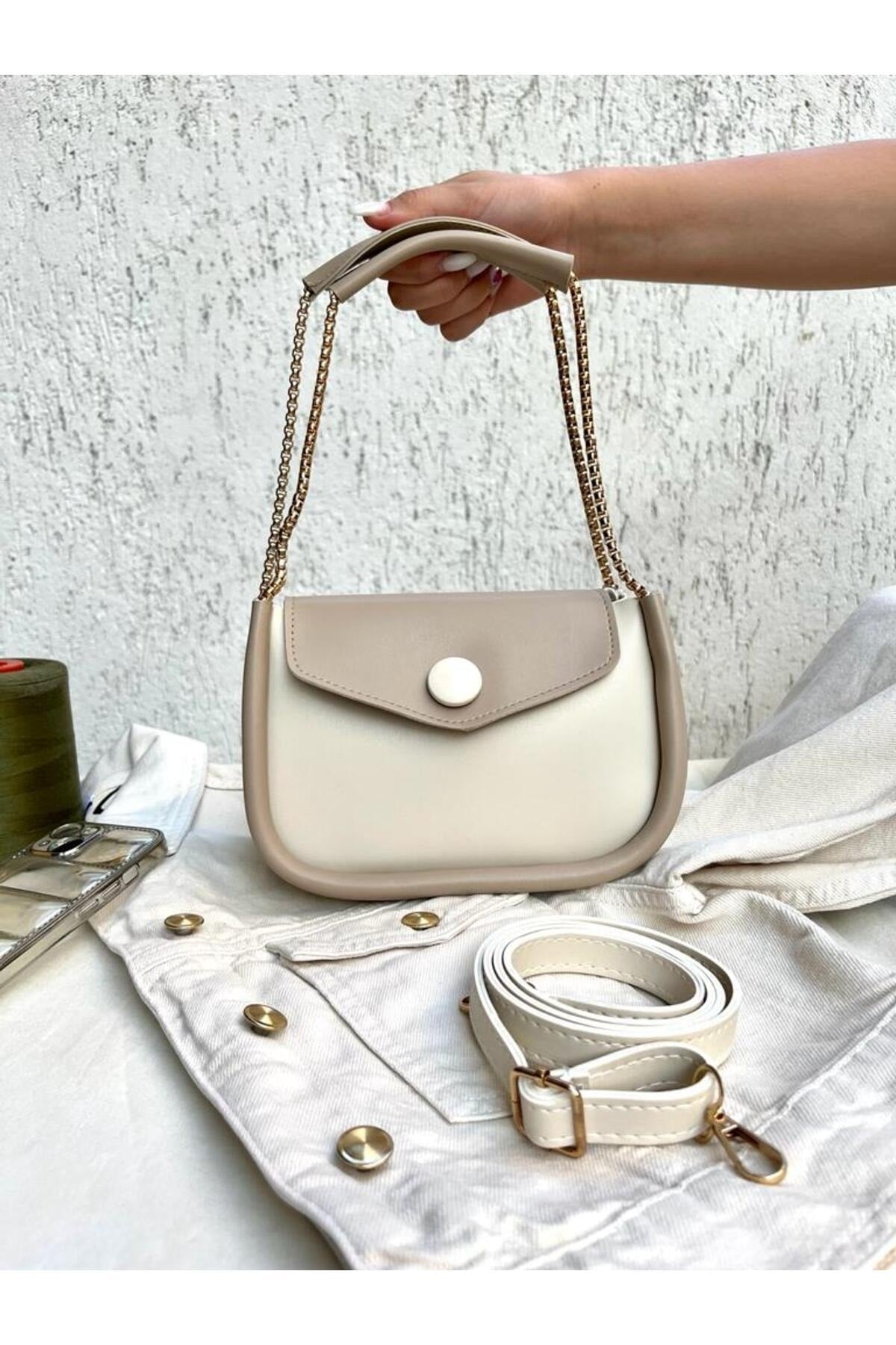 Women's Mink Cream Chain Baguette Bag