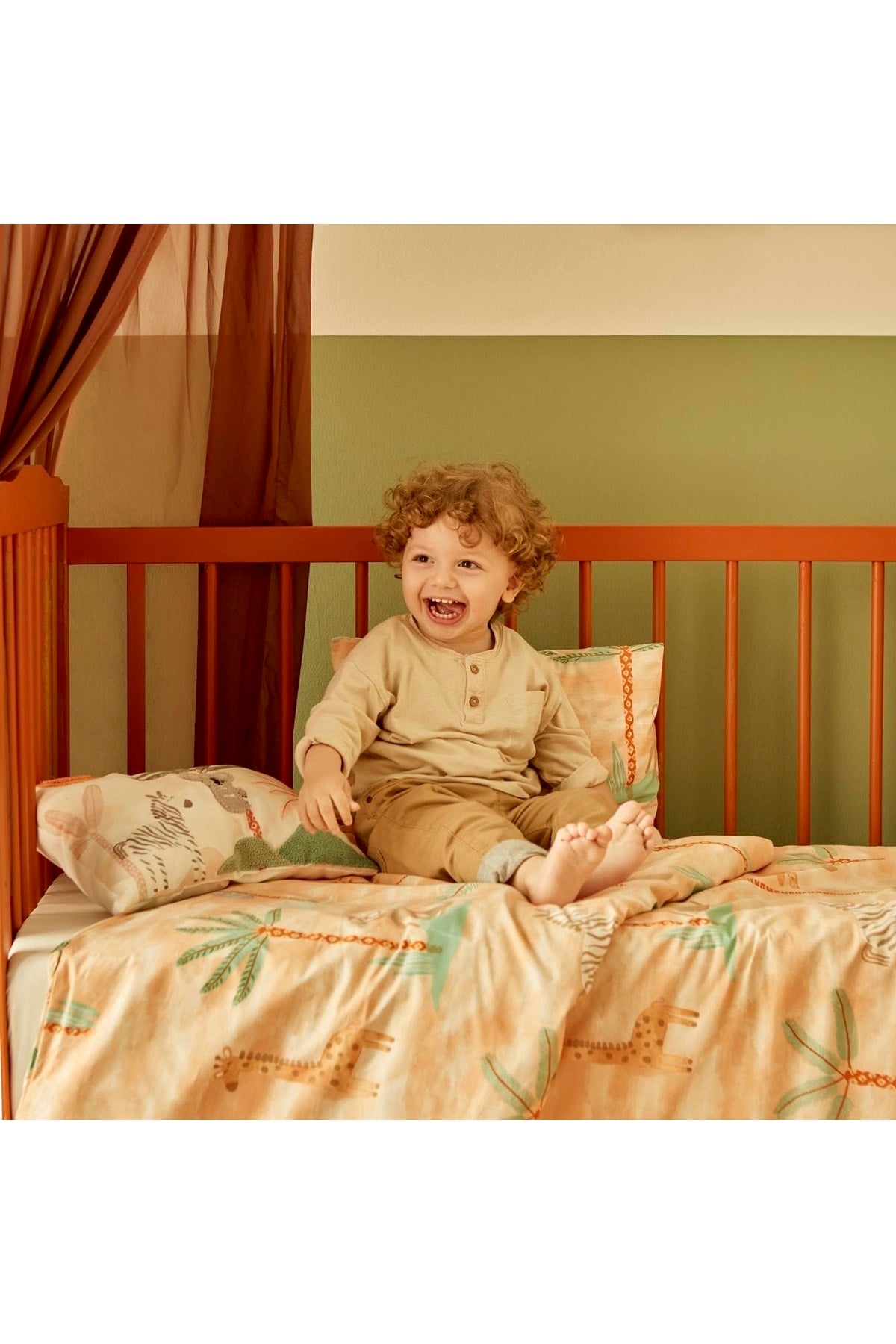 100% Cotton Ranforce Safari Baby Duvet Cover Set Salmon (100X150 Cm)