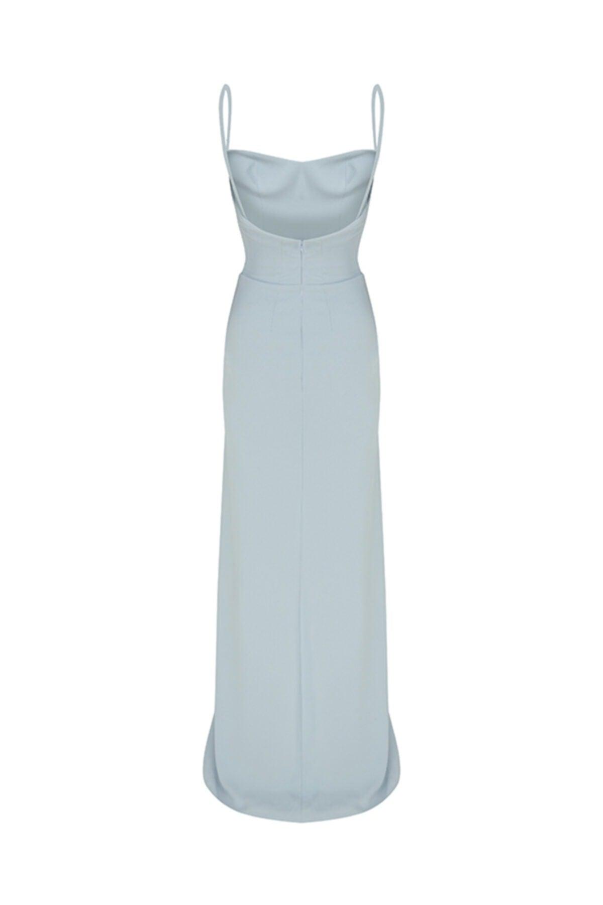 Women's Blue Strap Slit Dress - Swordslife