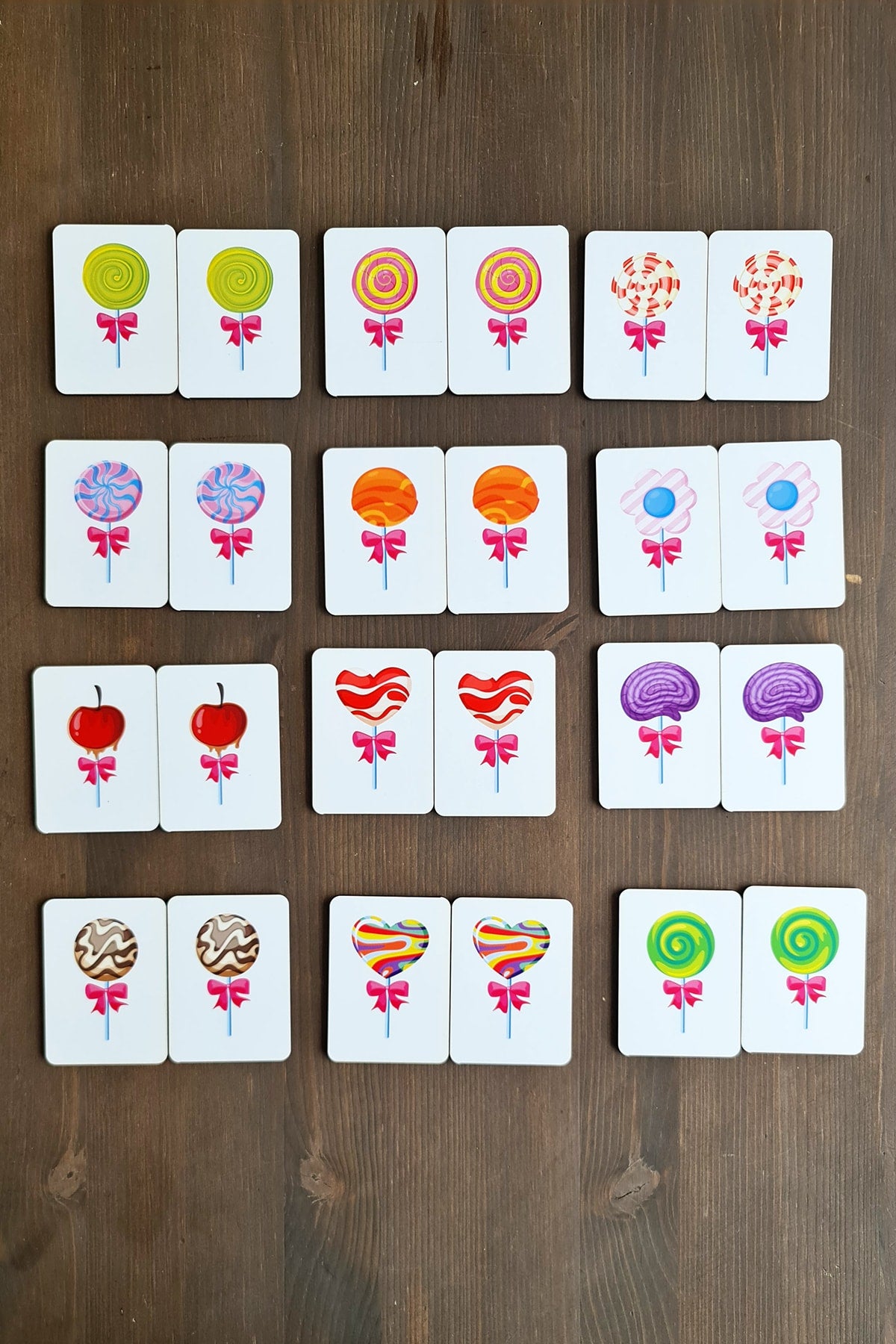 Wooden Lollipop Candies Memory Improvement Matching Game Preschool Intelligence Cards