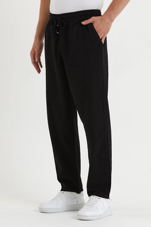 Men'S Black Color Linen Trousers