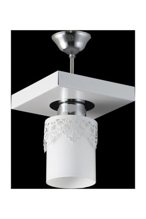Single Modern Sports Model White Chandelier With Square Tray Crown