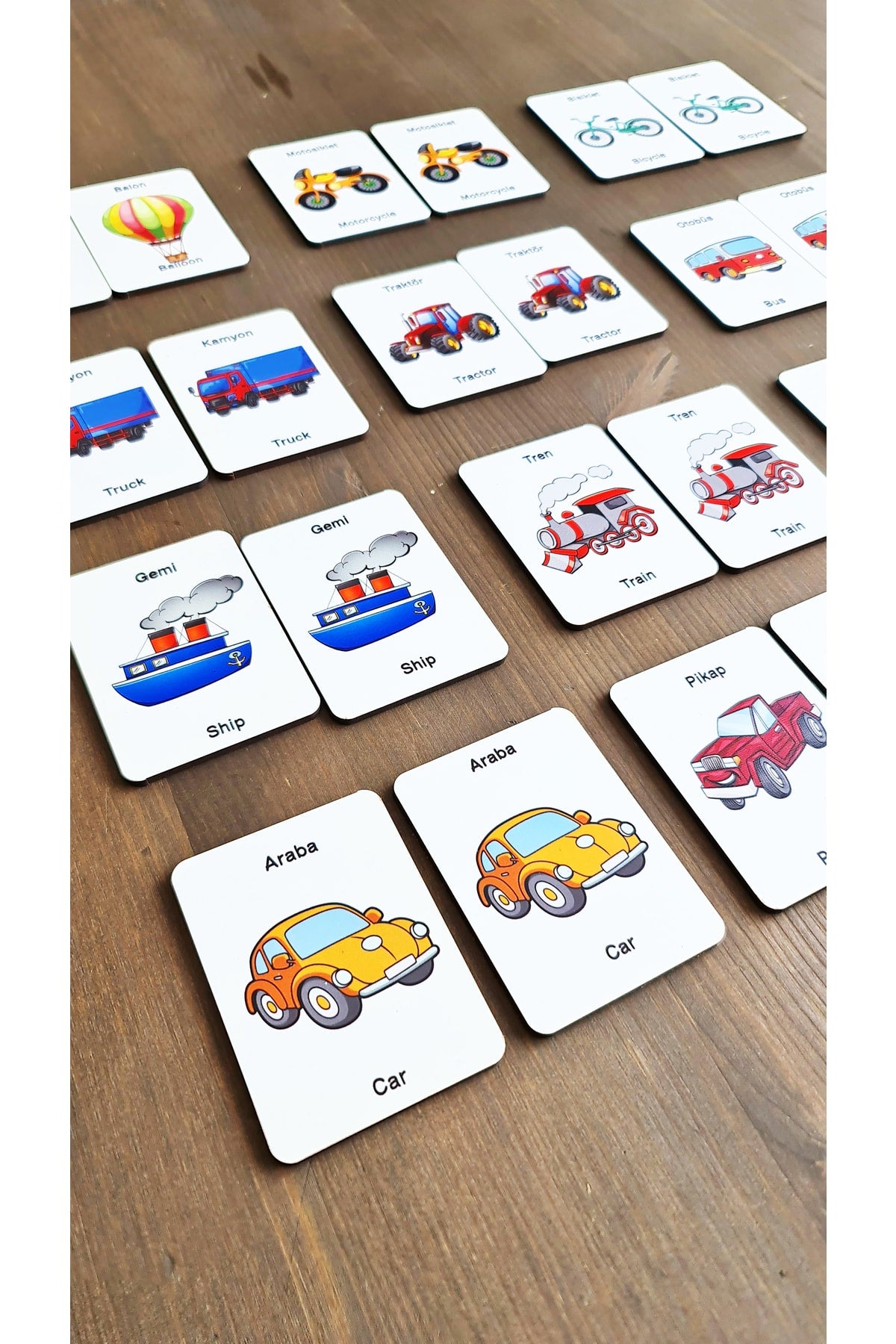 Wooden Intelligence Cards Matching Game Wooden Puzzle Toy (vehicles)