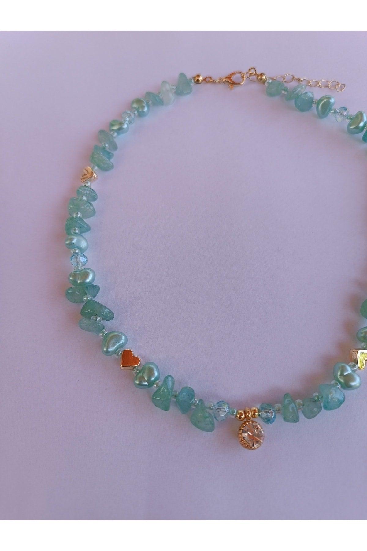 Aventurine Natural Stone Necklace with White Sparkle Tip - Swordslife
