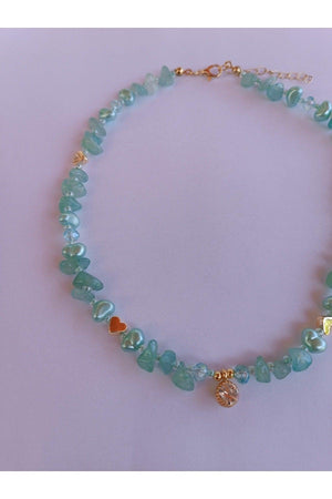 Aventurine Natural Stone Necklace with White Sparkle Tip - Swordslife