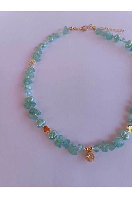 Aventurine Natural Stone Necklace with White Sparkle Tip - Swordslife