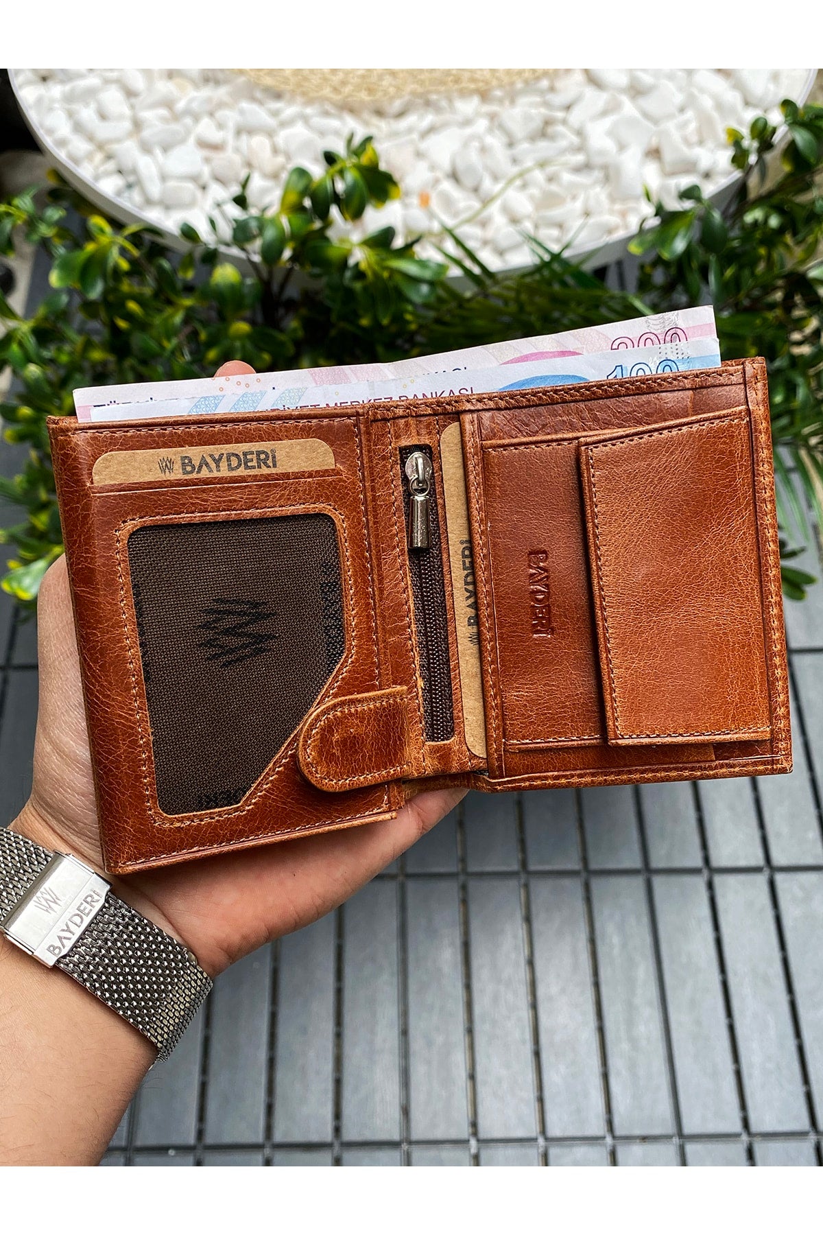 Genuine Tumbled Leather Handy Taba Coin Holder Gentle Men'S Wallet