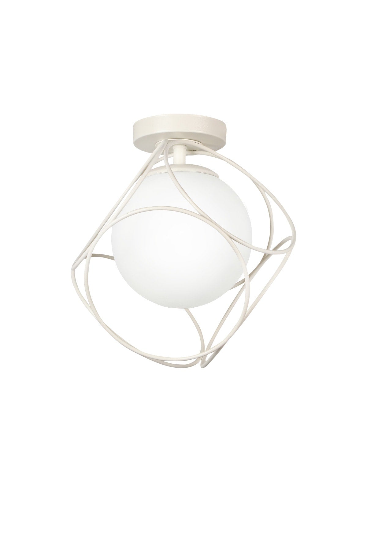 Suna Single White-white Glass Ceiling Mount Chandelier