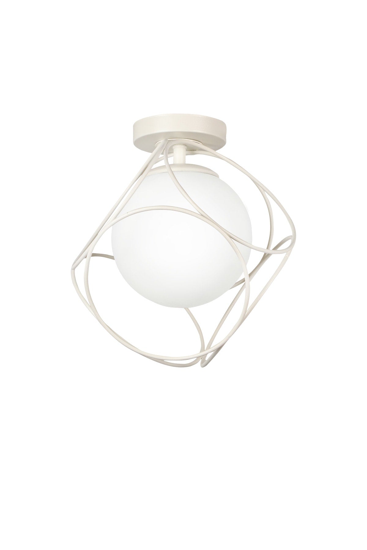 Suna Single White-White Glass Ceiling Mount Chandelier