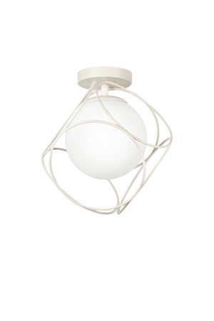 Suna Single White-White Glass Ceiling Mount Chandelier