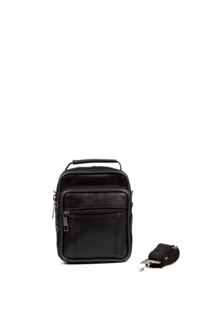 Men'S Genuine Leather Shoulder Strap Hand And Shoulder Bag Black 15-12Cm