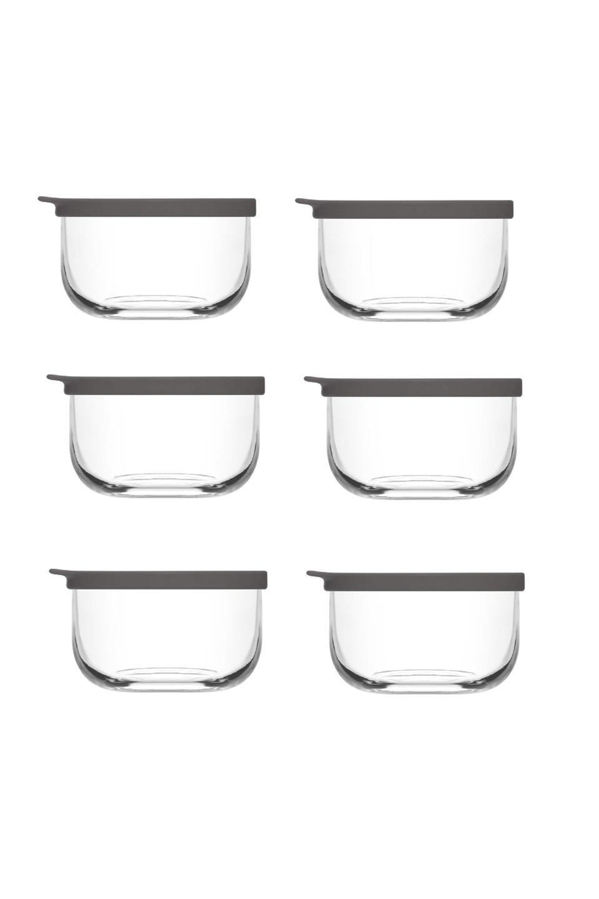 Duo Storage Container Glass Breakfast Set of 6 Round Storage Set Gray