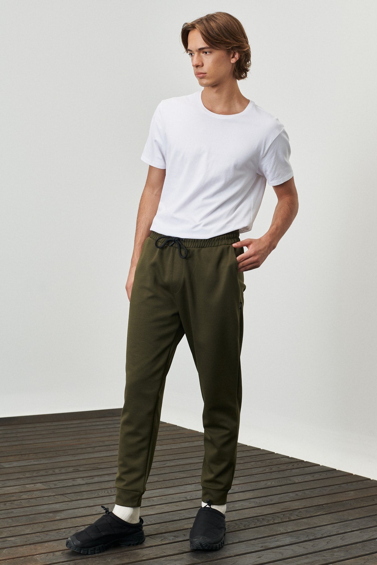 Men'S Khaki Standard Fit Normal Cut Waist And Elastic Elasticated Comfortable Sports Sweatpants