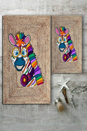 Colorful Zebra Patterned Jute 2-Piece Carpet Set (60x100/40x60) - Esta1266 - Swordslife