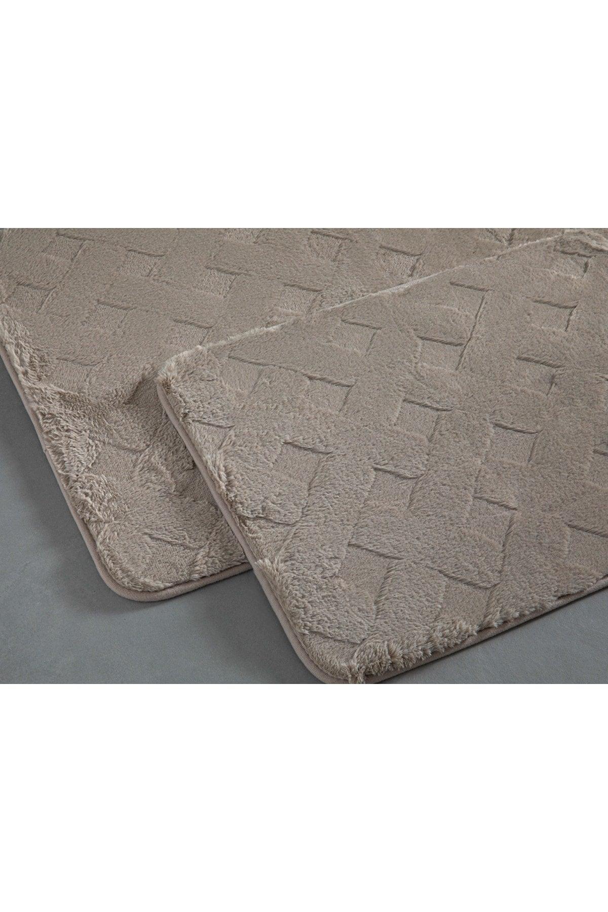 Modest Grid Rabbit Set Covoraş De Baie 50x80 Cm 40x 50 Cm Beige - Swordslife