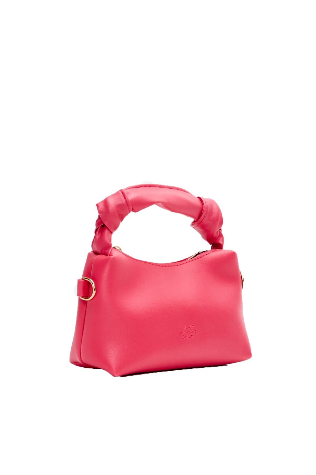 Fuchsia Shk24 Soft Leather Knot Detailed Chain Strap Hand And Shoulder Bag L:14 E:22 W:8 Cm