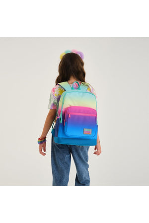 Color Transition Rainbow 4 Compartment School Bag, Pencil Holder, Lunch Box Set Of 3 Primary School Bag