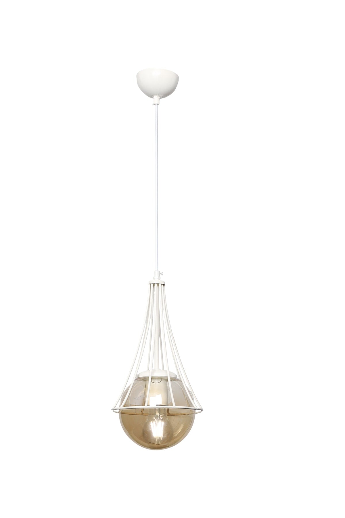 Lapis Single White-Honey Globe Glass Chandelier