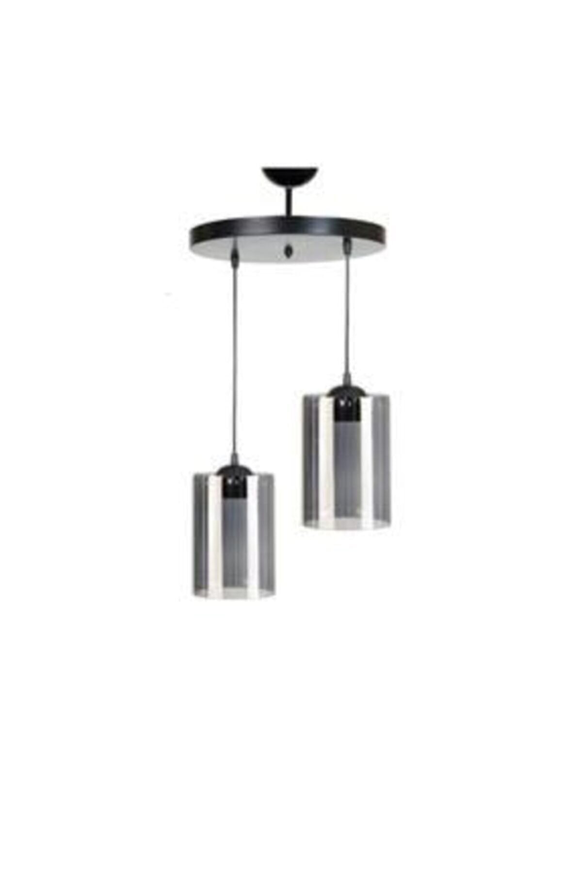 Modern Sports Model 2-Piece Smoked Genuine Glass Pendant Lamp Chandelier