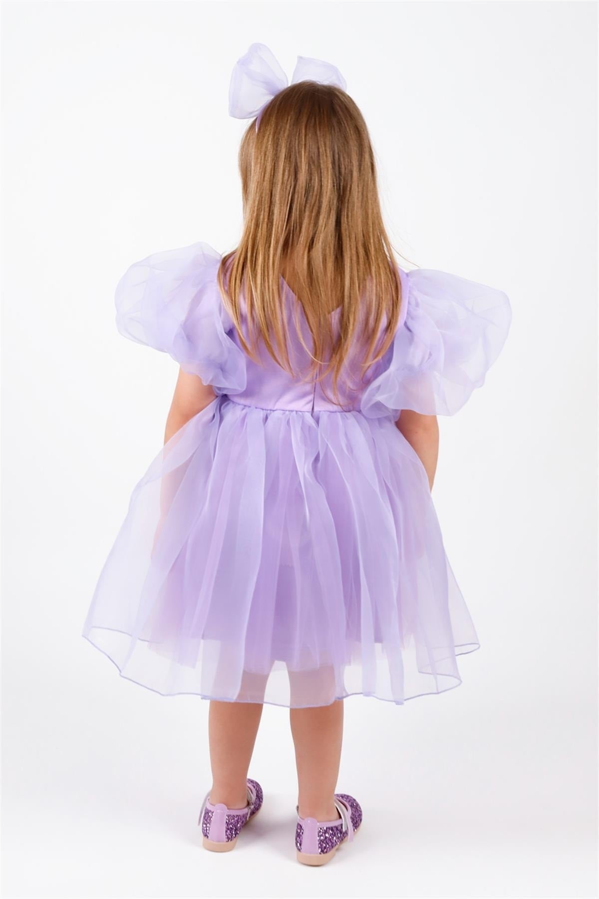 Lilac Crowned Organza Girl's Party Dress - Carlene