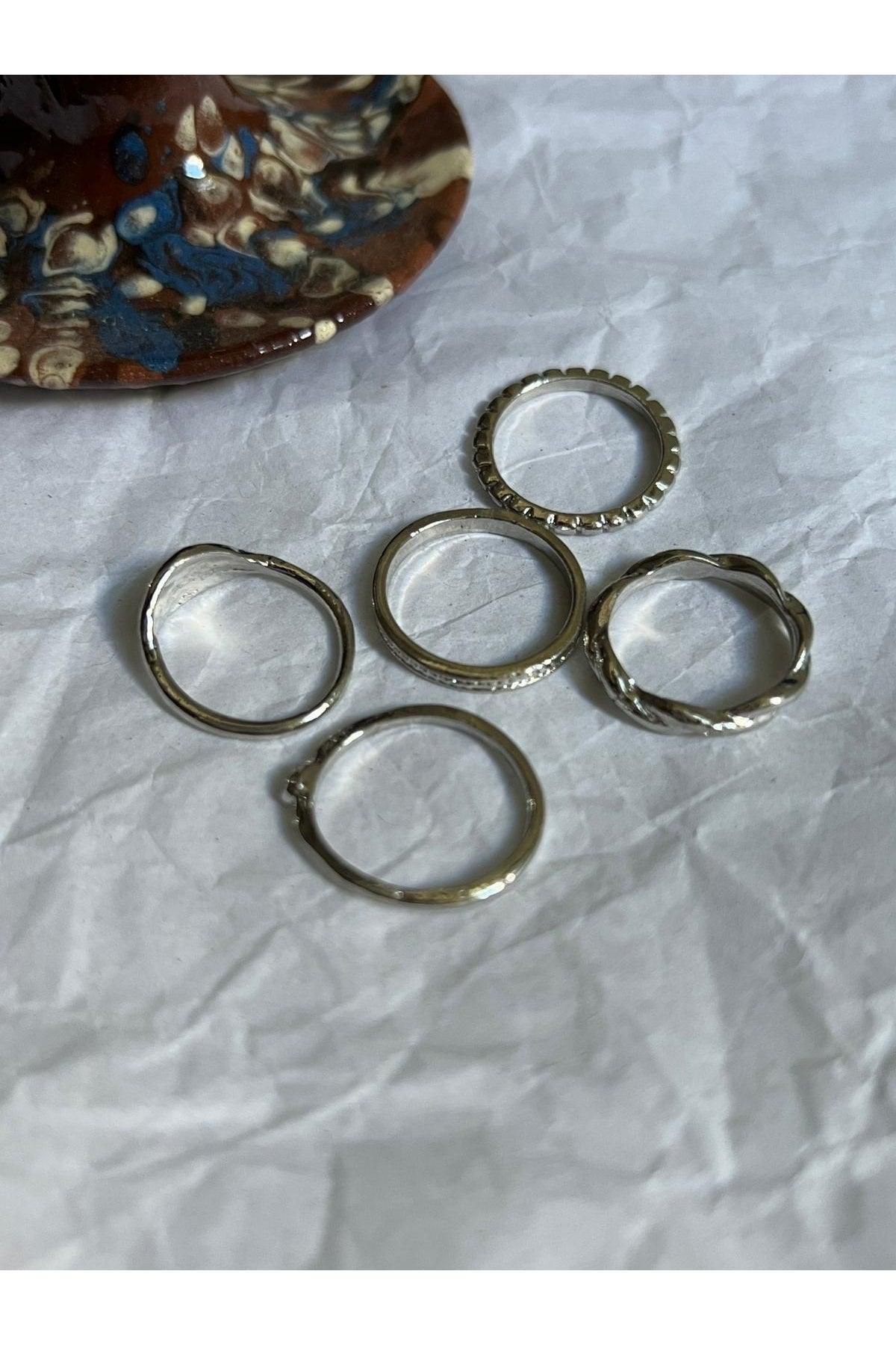 Set of 5 Silver Rings - Swordslife