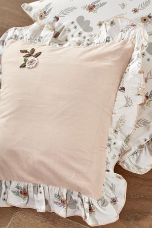 Lora Baby Girl Duvet Cover Set 100% Organic Cotton Hand Embroidered Printed 100X150 Cm