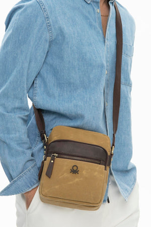 Benetton Men'S Crossbody Bag Beige Bnt1013