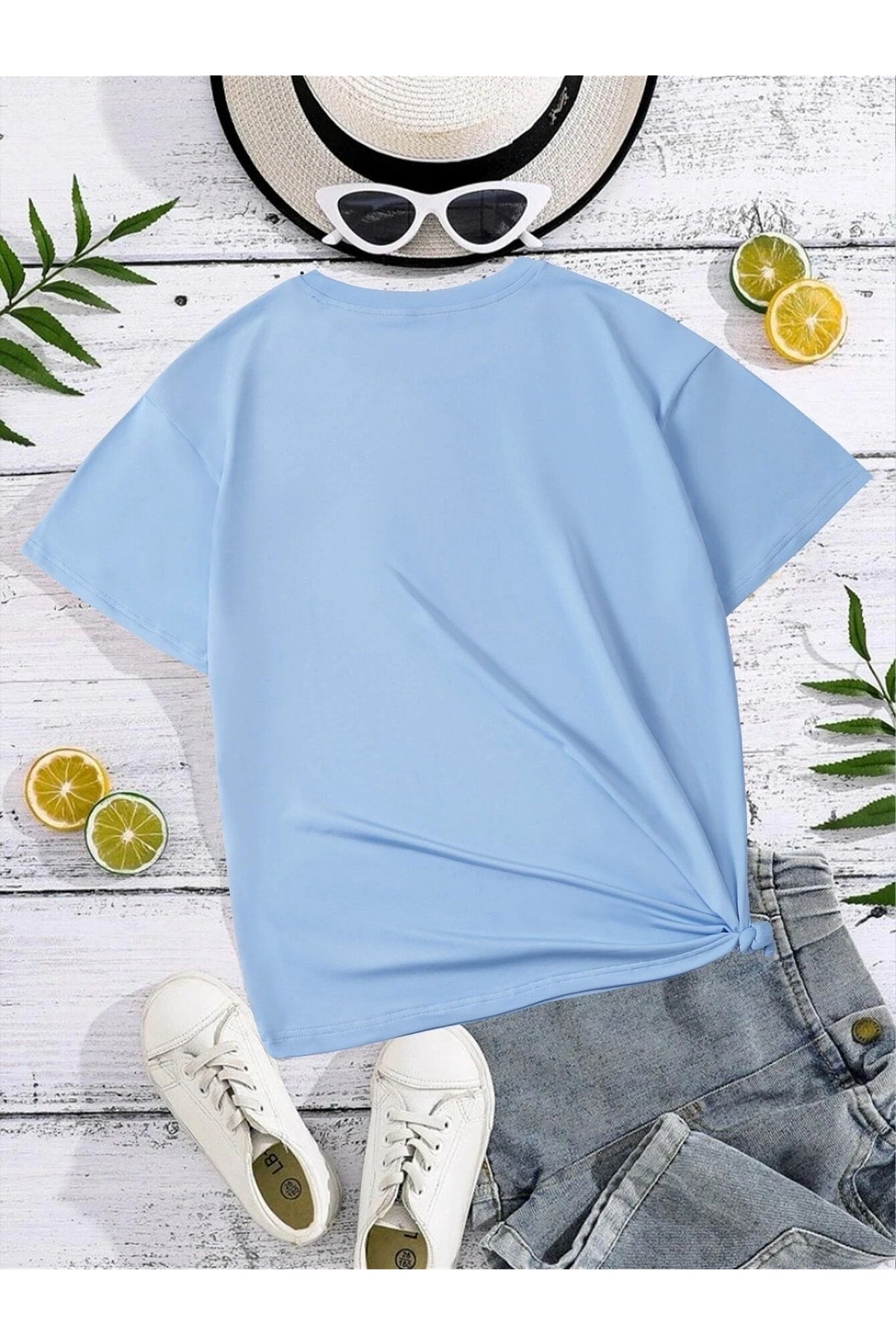 Crew Neck New Butterfly Printed Girl'S T-Shirt