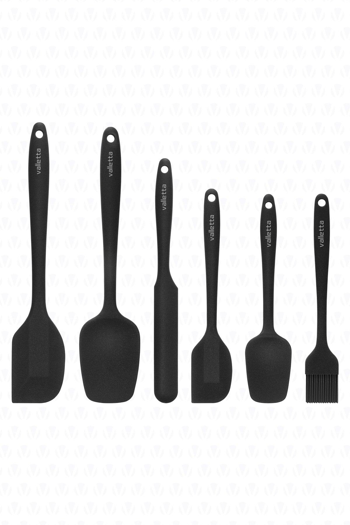 Drongo Heat Resistant Fireproof Non-Stick Silicone Spatula Set 6 Pieces Black