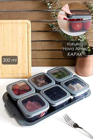 6-Piece Breakfast Storage Container With Tray Silicone Lid Storage Container With Lid Breakfast Set