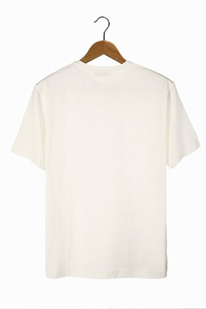 Men'S Ecru Front Playing Card Printed Crew Neck Oversize T-Shirt