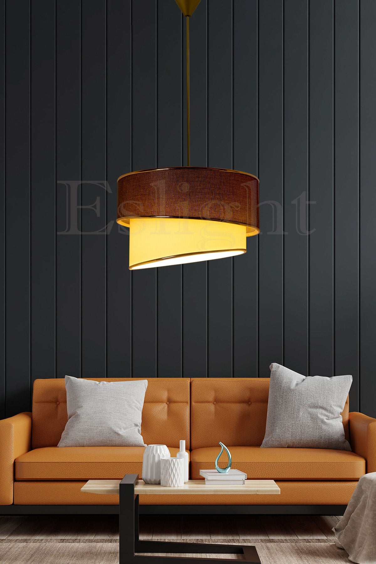 Ruzgar Modern Single Pendant Lamp Dark Brown Chandelier R.89kk