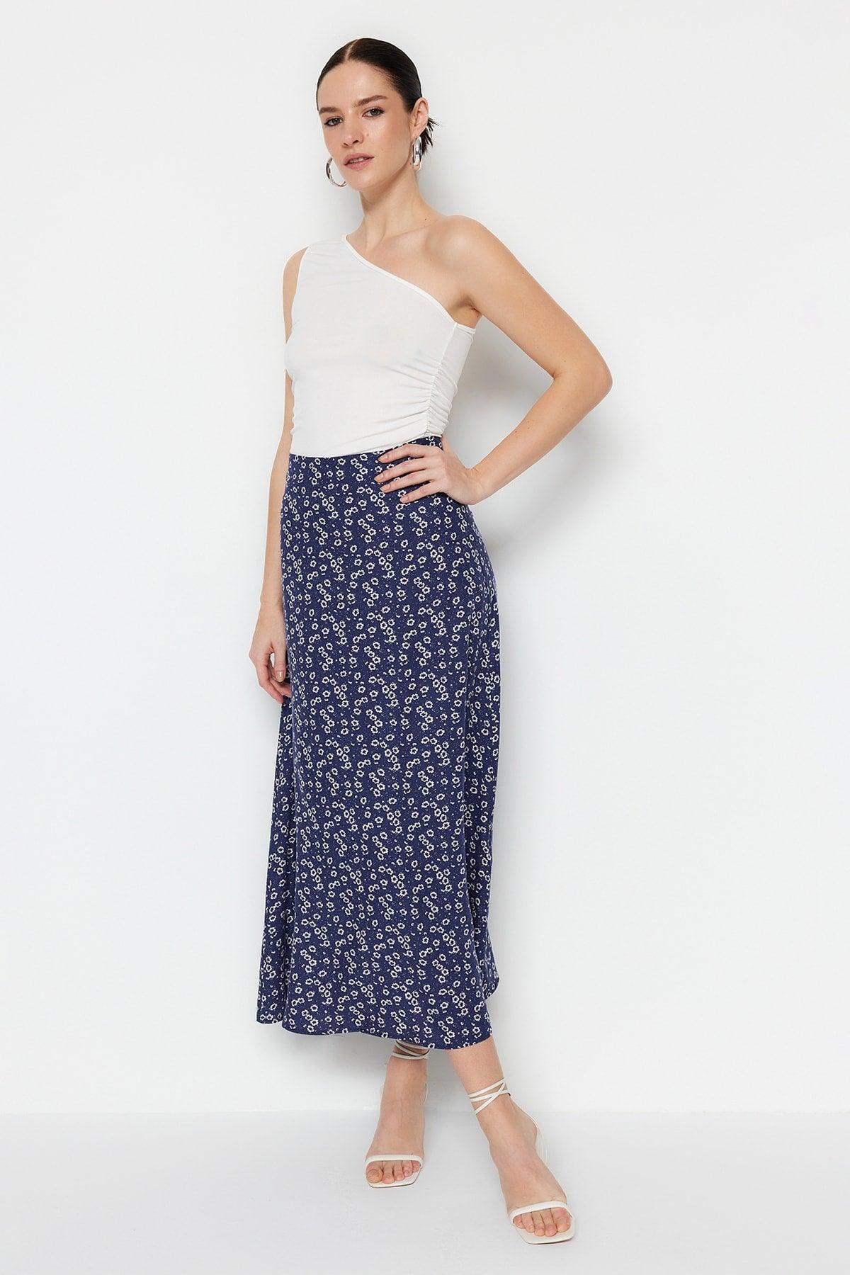 Blue Printed Woven Skirt TWOSS23ET00295 - Swordslife