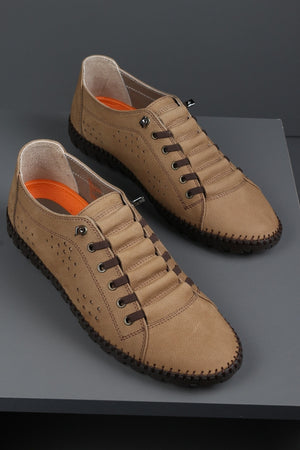 Casual Elastic Laceless Summer Genuine Leather Men'S Shoes