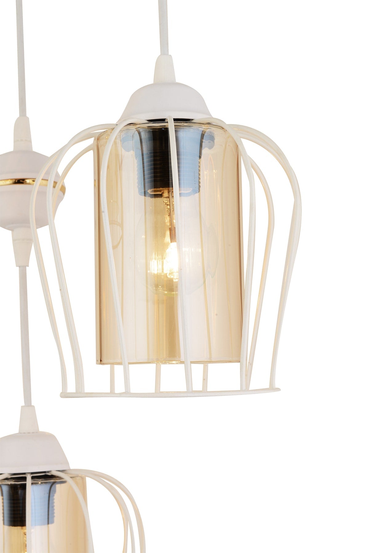 Parachute Pendant Lamp Set of 2 White Modern Downward Facing Chandelier