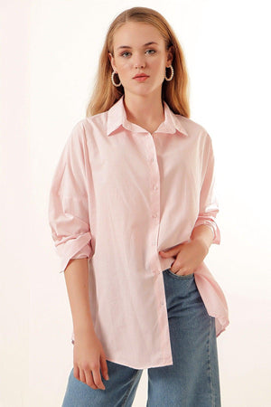 3900 Oversize Long Basic Shirt - Powder - Swordslife