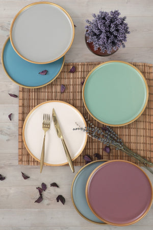 Matte Rainbow Gold Mesh Nordic Cake Plate 22 Cm 6 Pieces